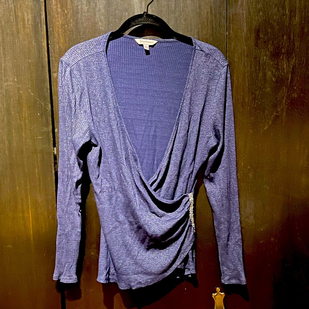 Juicy Couture Shimmer Blue Long Sleeve Top